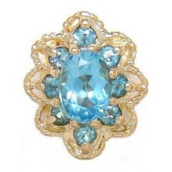 A1605 14K AND ROUND BLUE TOPAZ SLIDE 